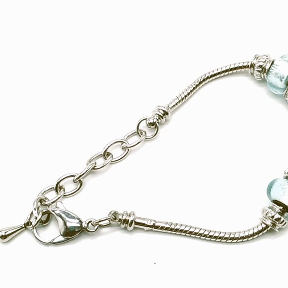 Beaded Charm Bracelet on Silver-tone Snake Chain - Picture 13 of 14